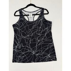 Fabletics Tank Top Womens XL Black White Abstract Racerback Workout Athletic